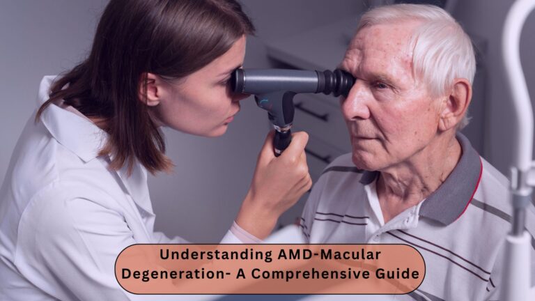 -an old man having an AMD Macular eye checkup-What is AMD -Macular Degeneration) eye disease